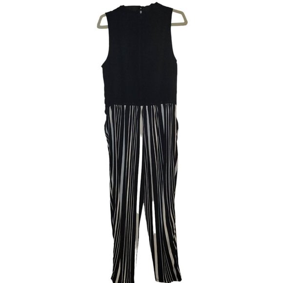 NWT Bar III Draped-Neck Black White Striped Jumpsuit Size Large - Picture 2 of 8